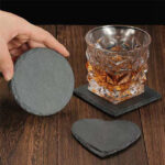 Round Natural Stone Plates Slate Coasters - Image 2