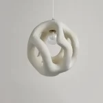 Wabi-Sabi Elegance: White Sphere Pendant Light with Twisted Design - Image 8