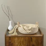 Rustic Charm with a Modern Touch: Wood Bead and Bowl Set - Image 6