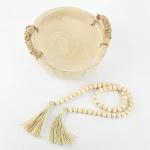 Rustic Charm with a Modern Touch: Wood Bead and Bowl Set - Image 5