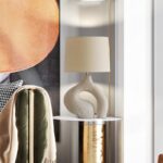 Textured Elegance: Sculpted Base Table Lamp with Fabric Shade - Image 3