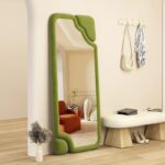 Textured Simplicity: Minimalist Mirror with Fabric-Woven Frame - Image 8