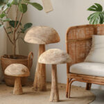 Rustic Charm: Set of 3 Wooden Mushrooms in Vintage Solid Wood - Image 11
