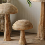 Rustic Charm: Set of 3 Wooden Mushrooms in Vintage Solid Wood - Image 8