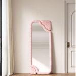 Textured Simplicity: Minimalist Mirror with Fabric-Woven Frame - Image 5