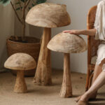 Rustic Charm: Set of 3 Wooden Mushrooms in Vintage Solid Wood - Image 7