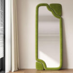 Textured Simplicity: Minimalist Mirror with Fabric-Woven Frame - Image 10
