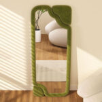 Textured Simplicity: Minimalist Mirror with Fabric-Woven Frame - Image 9