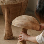 Rustic Charm: Set of 3 Wooden Mushrooms in Vintage Solid Wood - Image 9