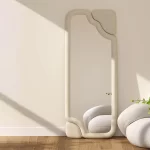 Textured Simplicity: Minimalist Mirror with Fabric-Woven Frame